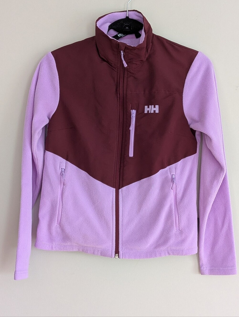 Helly Hansen Two-Tone Maroon and Light Pink Fleece Jacket